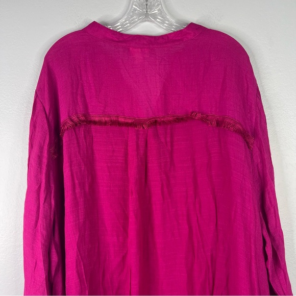 LuLaRoe Coastal Cover Up Women's 3X Pink Magenta Beach Pockets Fringe V Neck - Picture 7 of 12